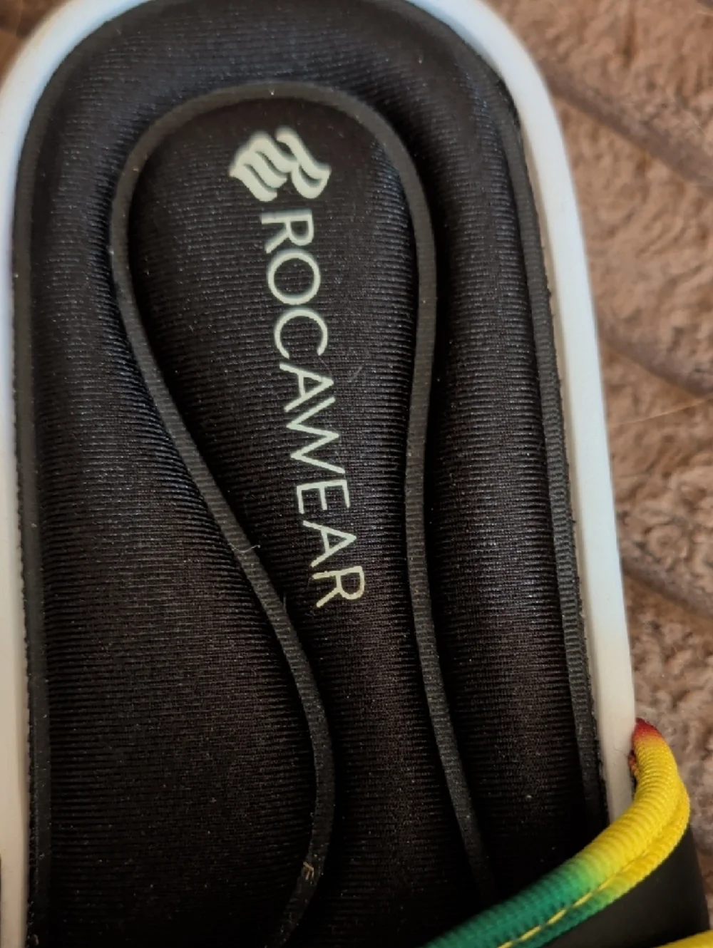 Rocawear Black Slide Sandals with Rainbow Trim